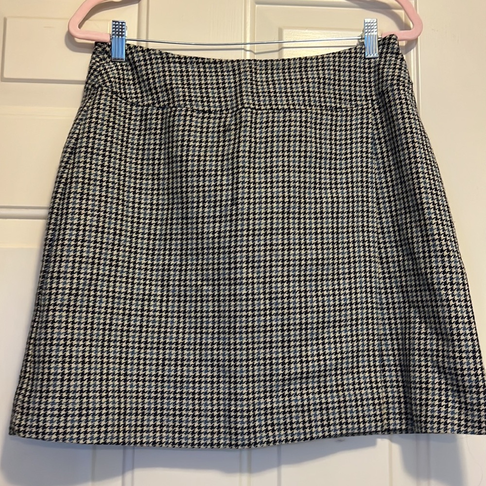 Y2K Size 12 Wool Houndstooth Mini Skirt